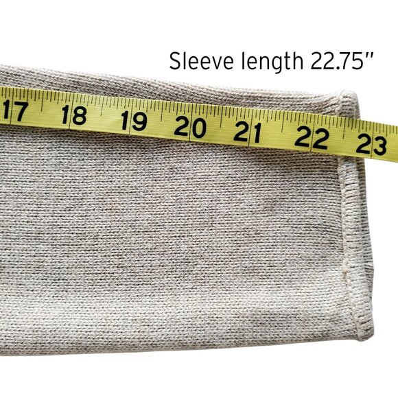 MICHAEL KORS NWT Gold Back Zipper Long Tunic Sweater Top Oatmeal Heather Color M - Picture 13 of 14